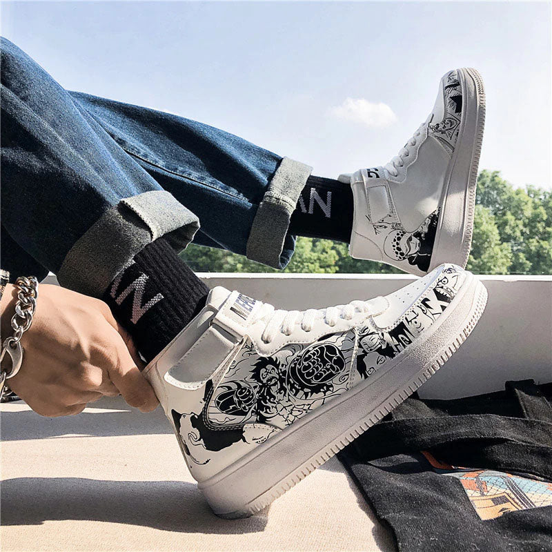 Gear Fourth Black and White Sneakers - animeatlas.com